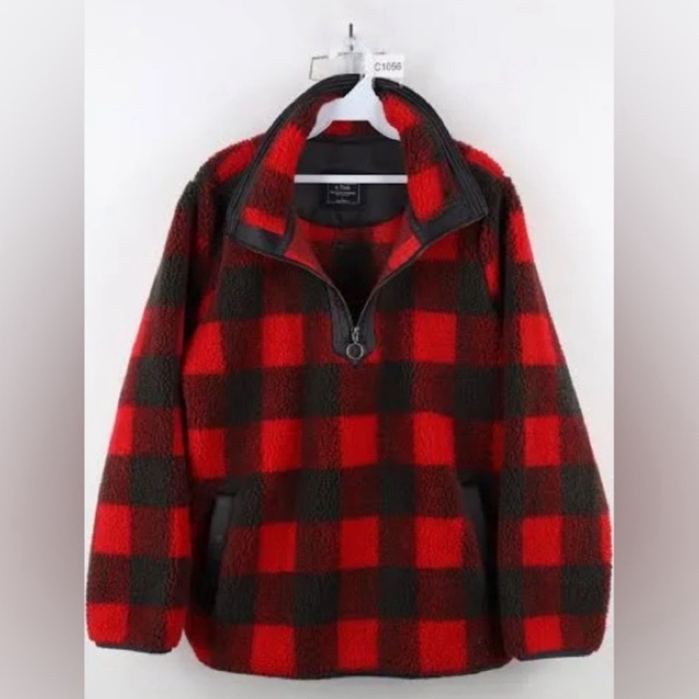 Abercrombie & Fitch Red and Black Plaid Jacket